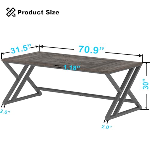 LVB Modern Long Computer Desk, Industrial Large Wood Office Desk 70 Inch - color: Dark Gray Oak, size: 70 Inch