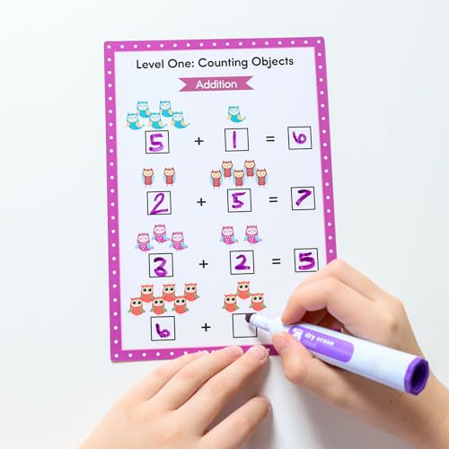 Addition & Subtraction Math Cards for Ages 4 to 7, Reusable Dry Erase Cards - style: Addition & Subtraction Cards