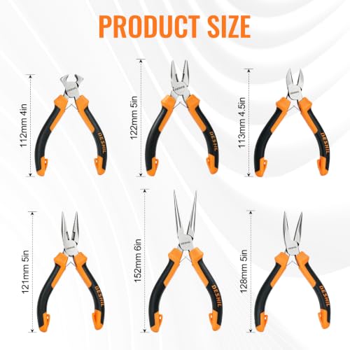 DESHIL 6pcs Mini Pliers Set for Making Crafts, Repairing Electronic and DIY
