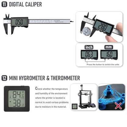 3D Printer Tool Kit Essential 3D Printer Tools for Removing, Smoothing, Finishing, Cleaning, Deburring, Craving, Measuring, Drilling 3D Printer Accessories for Bambu Lab, Ender3-Finishing - color: All in 1