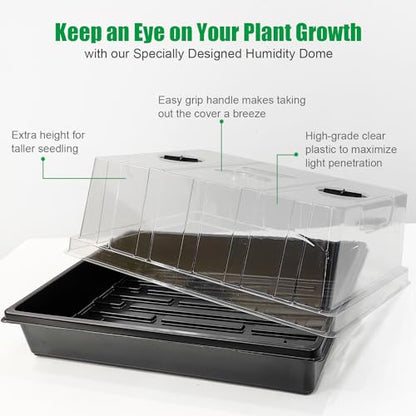 RooTrimmer 4-Pack Seed Starter Trays with 5" Tall Humidity Domes - size: 4p Trays+Domes