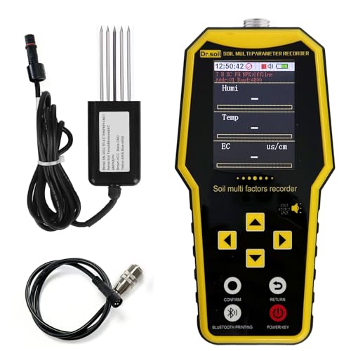 7 in 1 Soil Tester, Nitrogen Phosphorus Potassium NPK Tester, Handheld Soil PH Meter Kit, Temperature, Conductivity, Moisture, EC Meter for Petrochemical, Agriculture