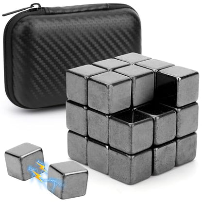 Fidget Balls Magnet Toy for Adults, Square Black Magnetic Stones, Magnet Hand Roller, Magnetic Rocks for Office, Cool Magnetic Gadget Sciencce Kit (28PCS)