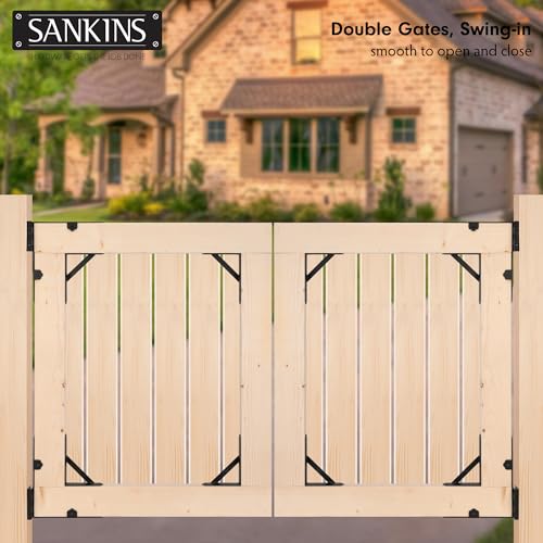 2 Set Anti Sag Corner Brace Bracket, Heavy Duty No Sag Frame Kit with Self-Locking Latch, Black Kit for Wooden Fence, Shed Doors, Driveway Gates, Corral Gates, Wood Windows