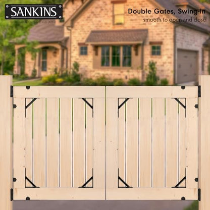 2 Set Anti Sag Corner Brace Bracket, Heavy Duty No Sag Frame Kit with Self-Locking Latch, Black Kit for Wooden Fence, Shed Doors, Driveway Gates, Corral Gates, Wood Windows