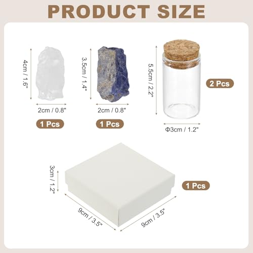 uxcell 2Pcs Crystal Gemstone Bottles, Natural Crystal Stone Bulk with Glass Display Jar Mini Stuff Collectible Adornments for Home Office Centerpiece Collection Gift, White/Dark Blue - color: White/Dark Blue