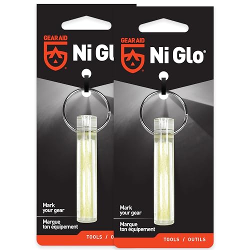 GEAR AID Ni Glo 2” UV Rechargeable Glowing Keychain – Multi-Purpose Glow-in-the-Dark Accessory for Camping - color: Clear, size: 2 Pack