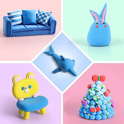 ifergoo 500g Blue Air Dry Clay, 1.1LBS DIY Creative Modeling Clay for Kids - color: Blue/500g