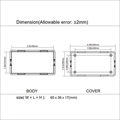 LeMotech 5Pcs ABS Plastic Electrical Project Case Power Junction Box, Project Box Black 2.36 x 1.42 x 0.67 inch (60 x 36 x 17 mm) - size: 2.4" x 1.4" x 0.7"(5pc)