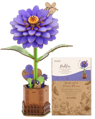 Kaayee 3D Wooden Flower Puzzles Dahlia, Wood Flowers Craft for Adults - color: Dahlia