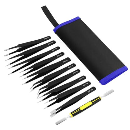 Ainiv Precision Tweezers Set, 11PCS Anti-Static ESD Tweezers Set - color: 11pcs, size: 11pcs