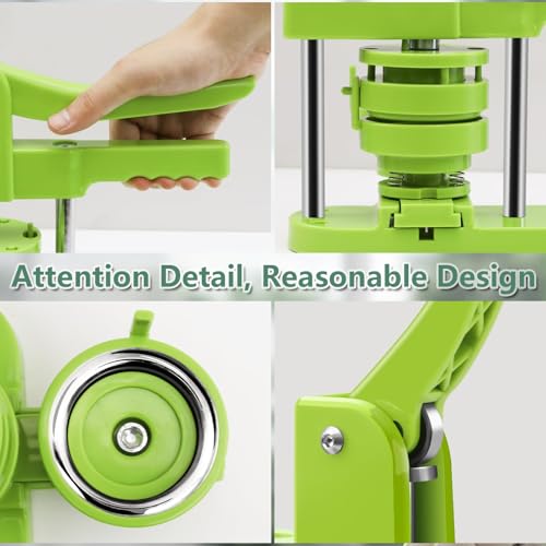Happizza Button Maker Machine Multiple Sizes, Pin Maker Machine 1+1.25+2.25 inch, Interchangeable Button-Models Badge Button Press Machine with 300 Sets 25+32+58mm Button Maker Supplies&Circle Cutter - size: Green 1+1.25+2.25 inch (300 Sets)