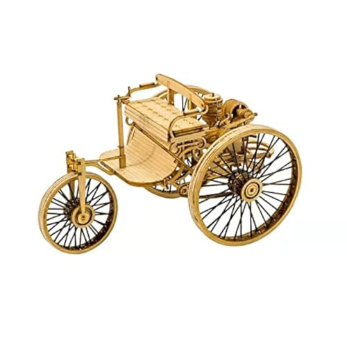Viloga 3D Wooden Puzzle - Laser Cutting Vehicle Model Building Kit for Adults - The First Car in The World - Assembly Vintage Wood Model Car Gifts for Men & Teens