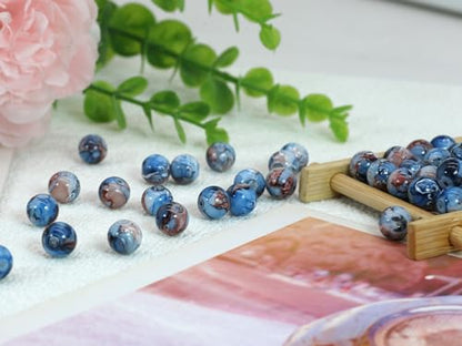 10mm Blue Glass Beads Kit 300pcs for Jewelry Making - size: 10mm Blue #381