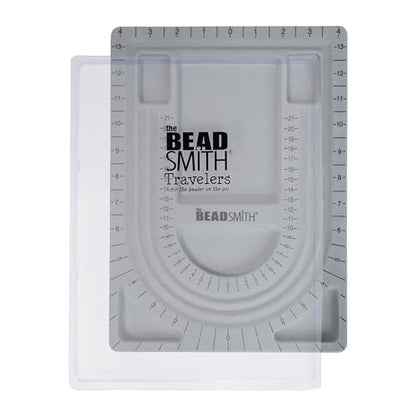 The Beadsmith Bead Board with Cover, Grey Flocked - size: 28" - U Channel w/ Cover