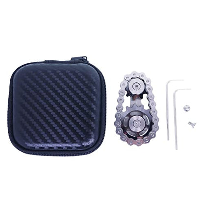 Fidget Spinner, Sprocket Linkage Bike Chain Spinner Design 2 Gears Figity Spin Finger Games, Metal Stainless Steel Durable Mechanics, Premium Figit Toy - Gray - color: Gray