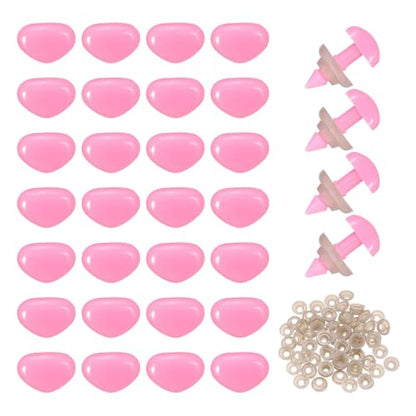 MECCANIXITY 50set 7mm Large Plastic Triangle Safety Noses Pink with Washer for Crochet Stuffed Animal Doll Craft Puppet Plush Toy Bear - color: Pink, size: 7mm