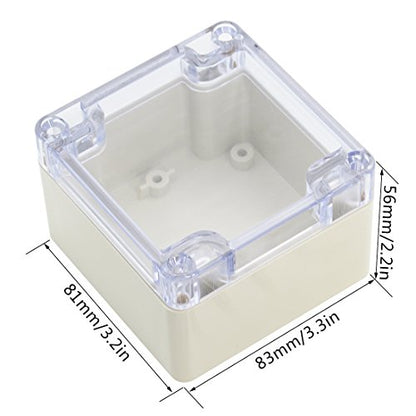 LeMotech ABS Plastic Junction Box Dustproof Waterproof IP65 Electrical Enclosure Box Universal Project Enclosure Grey with PC Transparent Clear Cover 3.3 x 3.2 x 2.2 inch (83 x 81 x 56 mm) - size: 3.3"x3.2"x2.2"