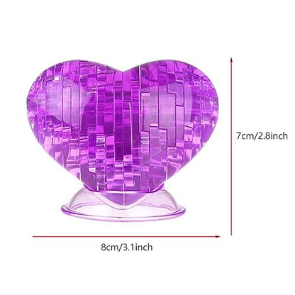 3D Crystal Heart Puzzle,Crystal Puzzle Brainteasers for Puzzlers Ages 16 and Up,46PCS(Purple) - color: Purple-heart