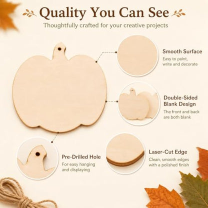 MAQIHAN Wooden Pumpkin Craft Kit 30 Pcs - Unfinished Fall Halloween Decor - size: Pumpkin