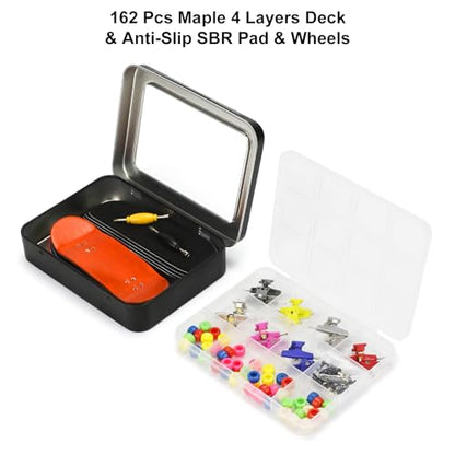 162PCS Finger Skateboard DIY Set,- Includes Premium Multicolour Wooden Fingerboard Deck,Tape Prolific Foam Tape & Multicolour Wheels, The Classic - 34mm x 96mm - Pre-Drilled Holes Size - color: 162pcs Finger Skateboard Diy Set