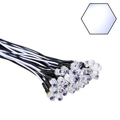 30pcs 12 Volt 5mm White LED Lights Emitting Diodes Pre Wired 7.9 inch DC 12v LED Light Clear Lens Small LED Lamps - color: [03] White / 30 Pcs, style: 5mm Solid Light