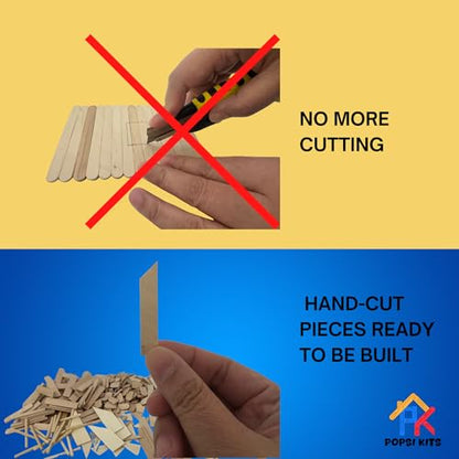 POPSI KITS Summer Craft Kit – Popsicle Stick Swing DIY Model with 100+ Pre-Cut Pieces – Fun Screen-Free Building Activity – [Everything Included]
