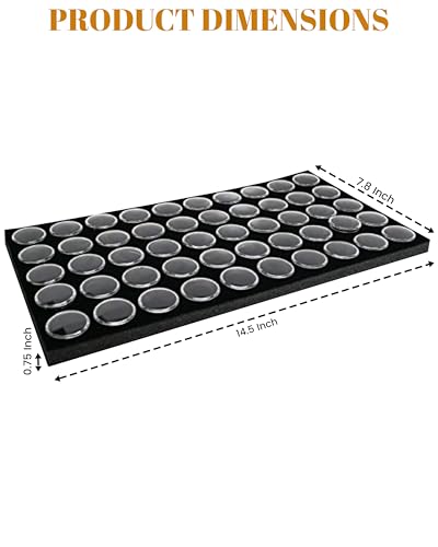 Novel Box 50 Small Gem Jars with Black Foam Gemstone Tray 14.5x7.8x0.75 - color: Black Foam Liner With 50 Gem Jars