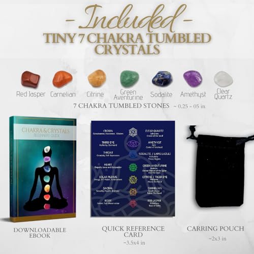 7 Chakra Stones Healing Tiny Crystals Set Velvet Pouch Gift Party Favor