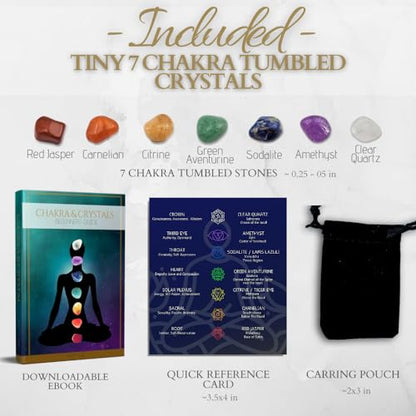 7 Chakra Stones Healing Tiny Crystals Set Velvet Pouch Gift Party Favor