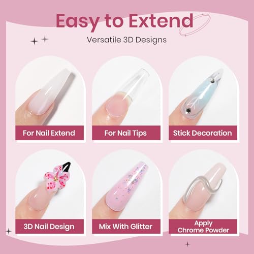 Clear White Pink Solid Builder Gel for Nails 3D Nail Art Sculpture Hard Gel - color: Clear&White&Pink