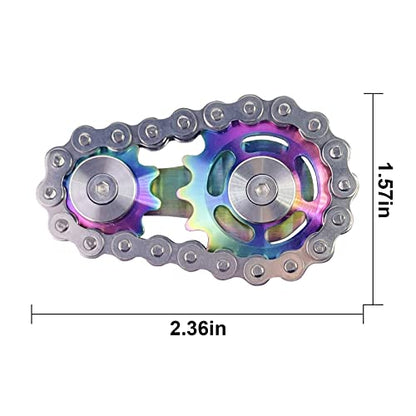 Bike Chain Gear Fidget Spinner Metal Sprocket Chain Fidget Toy, Colorful - color: Colorful Plating Sprockets