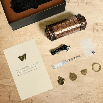 CoEjokno Da Vinci Code Numeric Cryptex Money Puzzle Box for Cash Gift, Jewelry Box with Hidden Compartment, Unique Puzzle Gift for Adults Brain Teaser Valentine’s Day Wedding & Anniversary Present - color: Copper