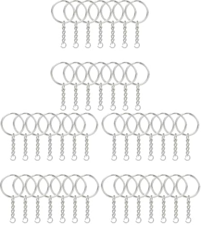 KINGFOREST 100PCS Split Key Ring Kit with Chains & Jump Rings - 1 Inch Silver Nickel Bulk Jewelry Making Supplies for DIY Keychains, Charms, Crafts (Pack of 3) - size: 100PCS (Pack of 3)