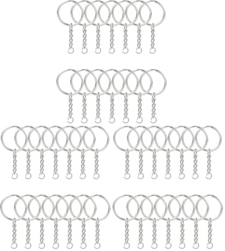KINGFOREST 100PCS Split Key Ring Kit with Chains & Jump Rings - 1 Inch Silver Nickel Bulk Jewelry Making Supplies for DIY Keychains, Charms, Crafts (Pack of 3) - size: 100PCS (Pack of 3)