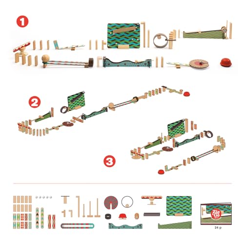DJECO Zig & Go, Chain Reaction Game for Kids, 48 Pieces - size: 48 Pieces