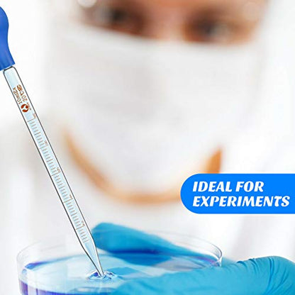 Weewooday 8 Pcs 10 ml Glass Dropper Pipettes with Rubber Bulb Stir Rod Blue - color: Blue, size: 10 ml
