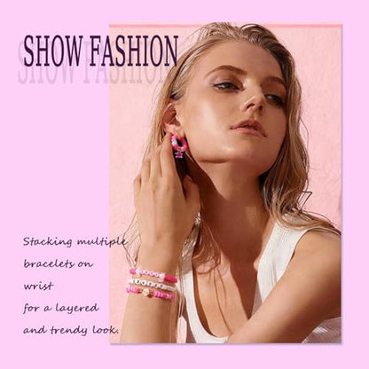4000pcs Magenta Clay Beads,6mm Heishi Bead Polymer Flat Round Disc Bulk Beads for Jewelry Making,DIY Friendship Bracelet and Necklace Craft - color: Magenta