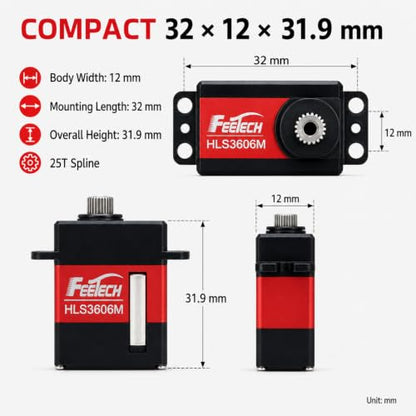 4Pack FEETECH HLS3606M 6KG Serial Bus Servo Magnetic Encoder 360° Robot Arm Servo