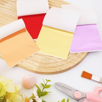 KINNO Gold Leaf Sheets 200 PCS 20 Colors Metal Foil 3.15 x 3.35 Inches - color: 20colors-200pcs-3.15”