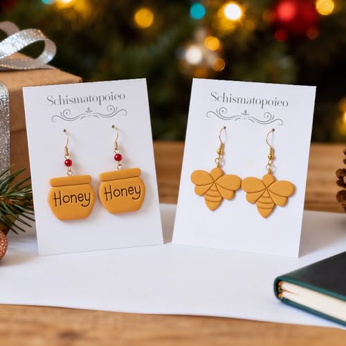 9 Pack Christmas Polymer Clay Cutters - Honey Jar/Bee/Bear/Dog Paw/Cow/Raccoon, Ideal Polymer Clay Molds & Polymer Clay Earring Cutters for Christmas Jewelry Making Easter Gifts - color: cattle