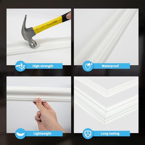 Art3d Premade Bilinear Frame Molding Set, Wainscoting Panels, 3 Whole Frame - color: Whole Bilinear Frame White