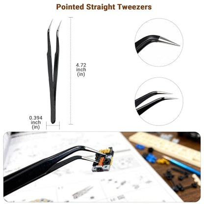 DIY Model Tools Kit 6Pcs Hobby Building Tools kit Plier Sets with Needle-Nose Pliers,Wire Cutters/side pliers,adhesive,3 tweezers for Model Building Repairing and Fixing DIY Craft Kit with Plastic Box