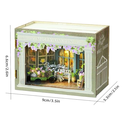DIY Miniature Dollhouse Kits - Wooden Mini Model House with LED Lights, Tiny Furniture & Accessories – Craft Building Kits for Teens & Adults (Molly Garden) – Birthday Valentine's Gift - style: Molly Garden