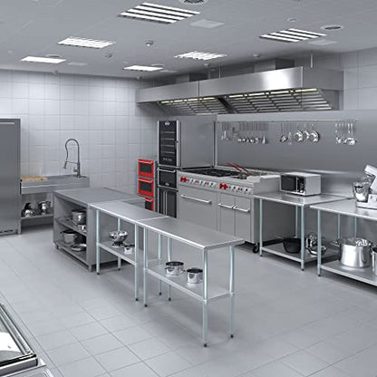 AmGood 18 in. x 48 in. Stainless Steel Work Table | Metal Kitchen Food Prep Table | NSF - size: 48 in. Long x 18 in. Deep without Wheels