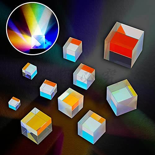 GARPROVM Optical Glass RGB Dispersion Prism X-Cube, Light Spectrum Educational Model for Physics Science Photography Decoration, 3 Pieces 5mm - size: 5mm