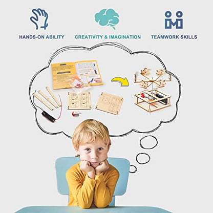 16 in 1 STEM Kits for Kids Ages 10-12, DIY Stem Craft Projects, Kids Wood Building Toys, Wooden 3D Puzzles Model Kit for Boys to Build,Educational Science Set for Age 8 9 10 11 12 Year