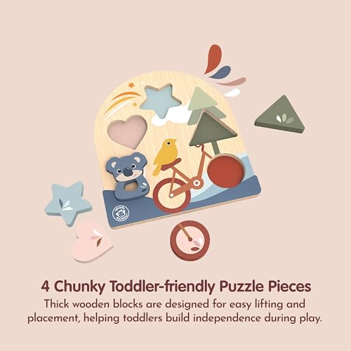 SPEEDY MONKEY Wooden Early Learning Puzzle | 4-Piece Shape Sorter Playset - color: Early Learning Puzzle