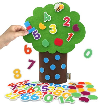 CHEFAN Felt Number Tree, Counting Math Game for Toddlers, Ages 3+ - color: Number Tree