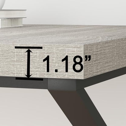 HSH 70 Inch Long Grey Desk, Large Home Office Computer Desk for 2 People - color: Light Grey Oak, size: 70 Inch